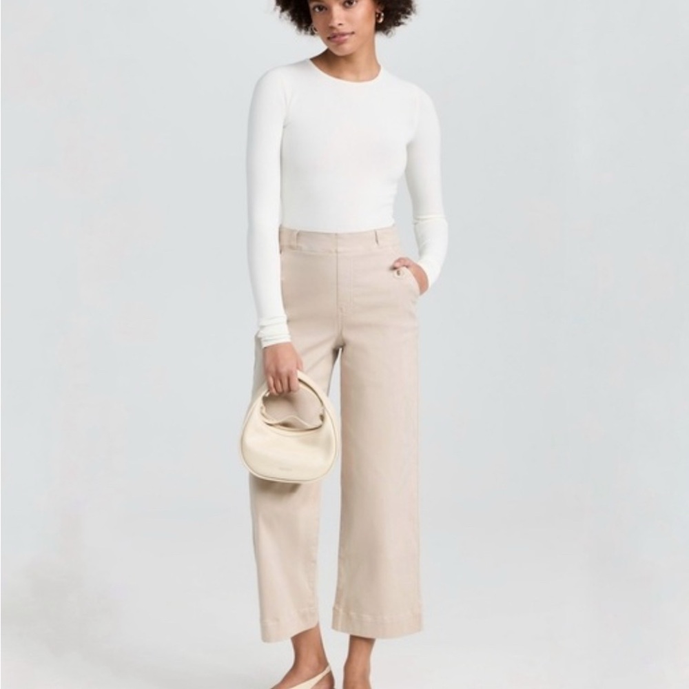 Spanx Stretch Twill Cropped Wide Leg Pants | Bone | NWT | Size S